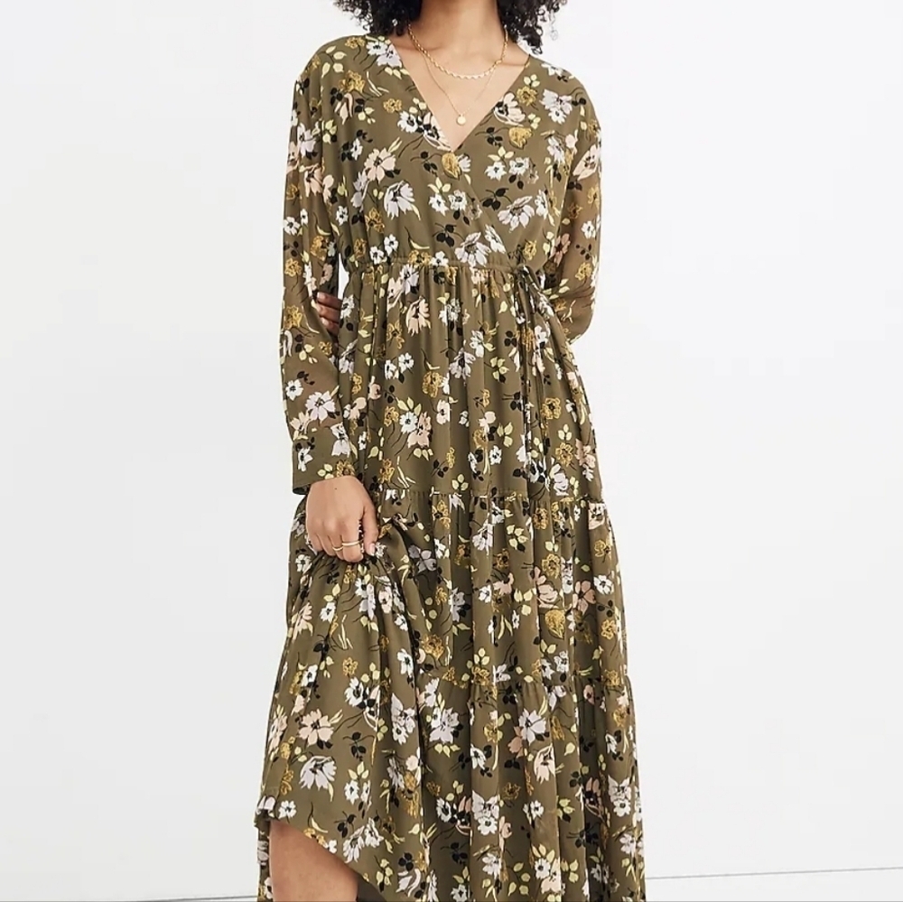 Madewell Cinched Waist Midi Dress Wildblooms Womens